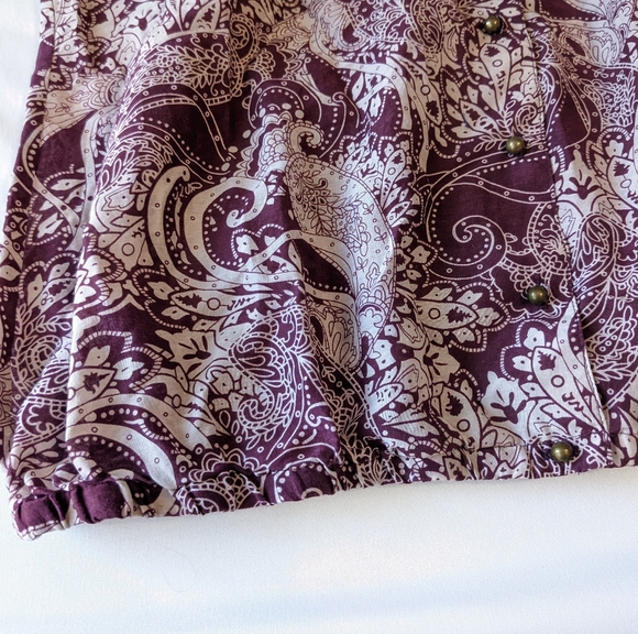 Banana Republic Silk Blend Blouse Paisley Print Elastic Hem Small - Picture 4 of 9